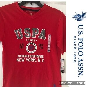 NWT U.S.POLO ASSN. Boys' V-neck T-shirt
‎ 💯%cotton